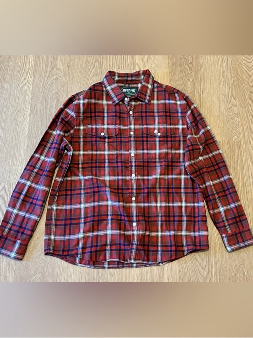 American Eagle Outfitters Red Plaid Button-Down Shirt Flannel Warm NWT XL collar